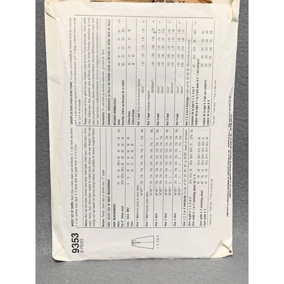 Simplicity 9353 Sewing Pattern for Skirts Size 14 80s Fashion Includes 4 Styles - Picture 2 of 2